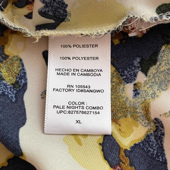 Size XL Daisy Fuentes blue yellow white blouse with ruffles - Picture 9 of 10